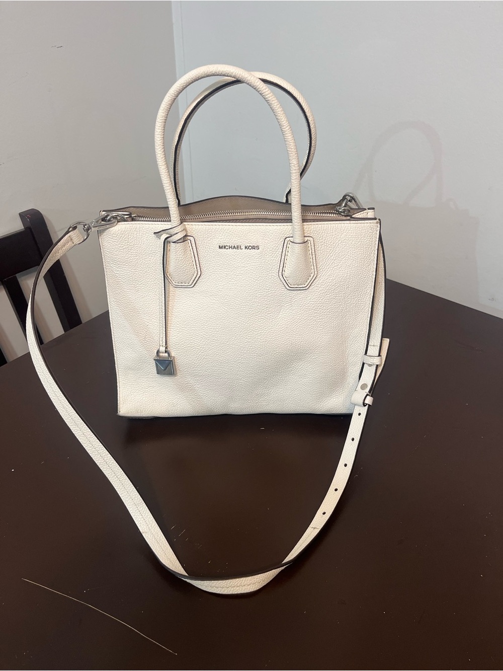 Michael Kors Mercer convertable pebbled Leather Satchel with Removable Strap